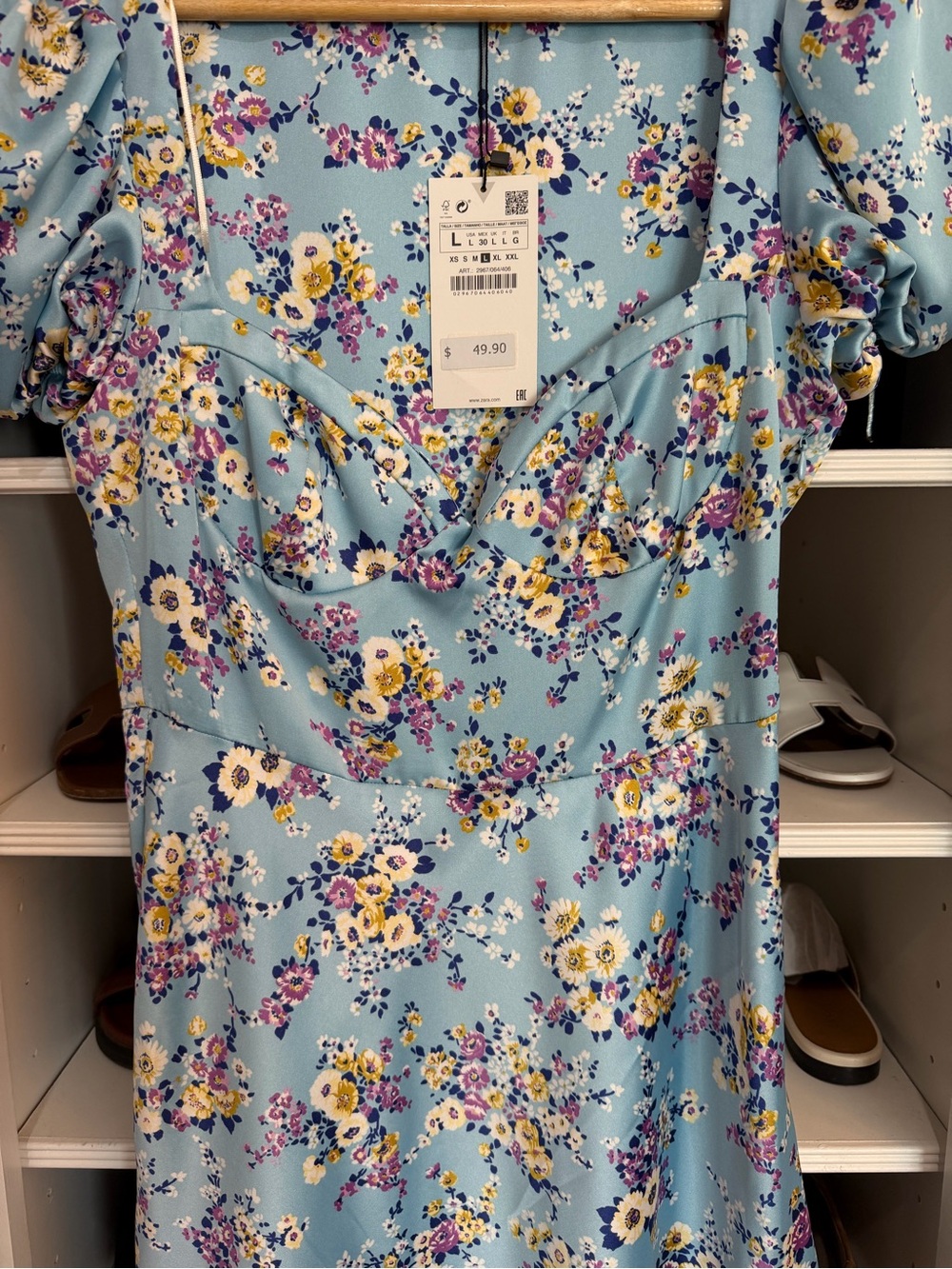 ZARA Sky Blue Floral Mini Dress - Picture 5 of 11